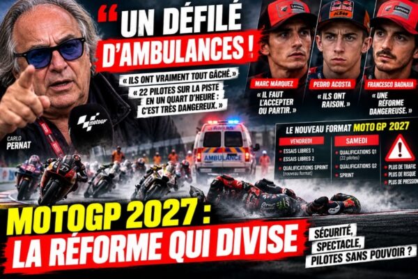 Des pilotes de MotoGP en piste lors d’une séance de qualifications.