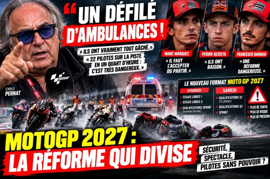 Des pilotes de MotoGP en piste lors d’une séance de qualifications.