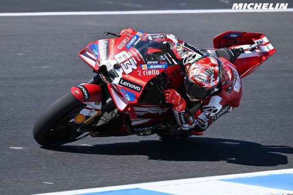 Pecco Bagnaia au guidon de sa Ducati lors du GP d’Australie à Phillip Island.